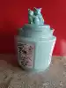 1980s Zibo porcelain celadon hand-painted ink poetry characters flowers and birds pickle jar