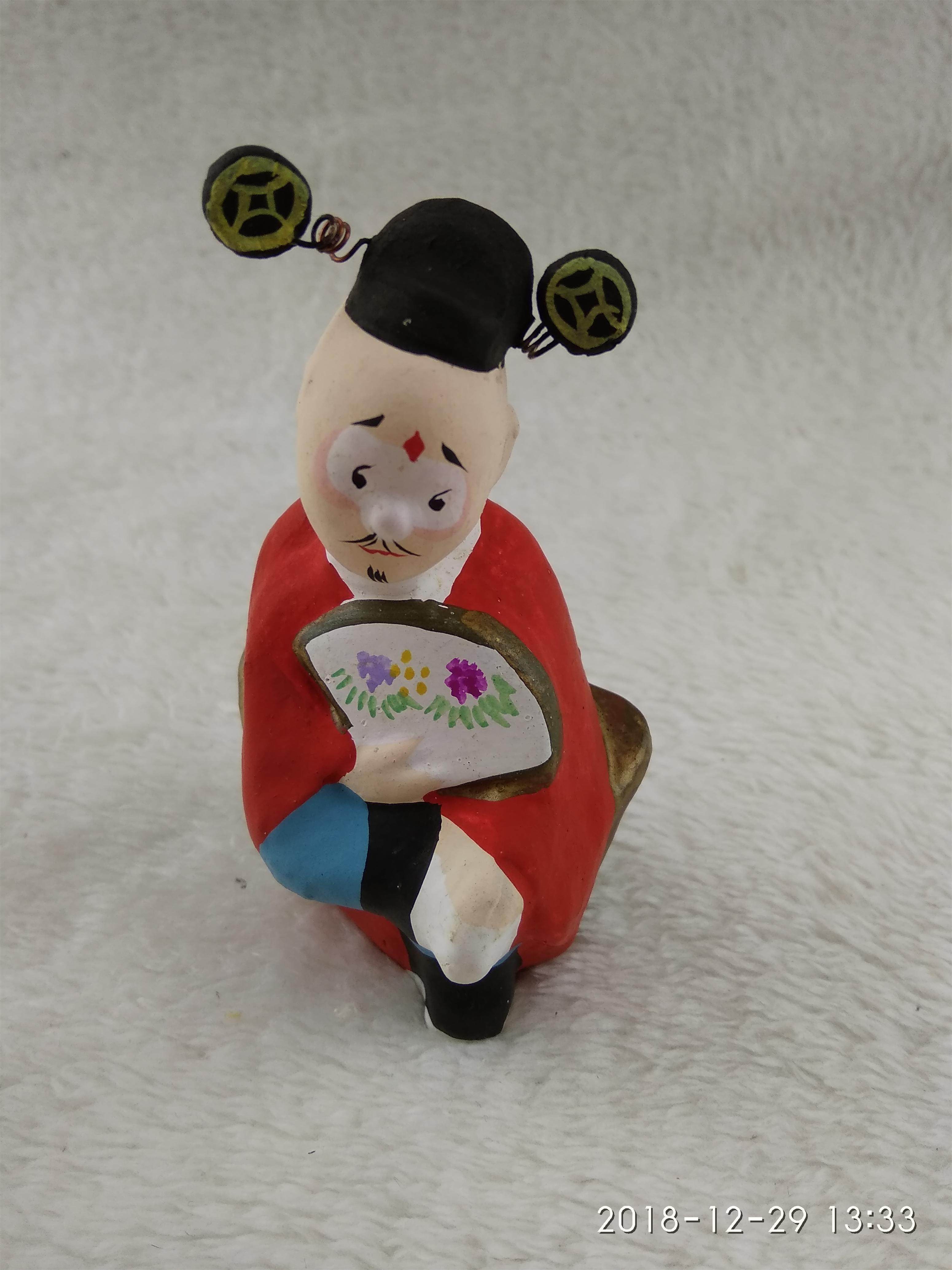 Folk Culture China Clay People Seven Pints Of Sesame Officials Clay Figs And Clay Fig.