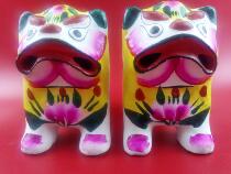 Eighties folk plaster Tiger ornaments a pair of cute super cute color zodiac home furnishings old objects