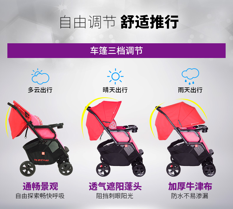 Xe đẩy trẻ em tốt Gb phong cảnh cao có thể ngồi ngả bốn bánh giảm xóc trẻ em gấp xe đẩy nhẹ C400 - Xe đẩy / Đi bộ xe đẩy du lịch cho bé