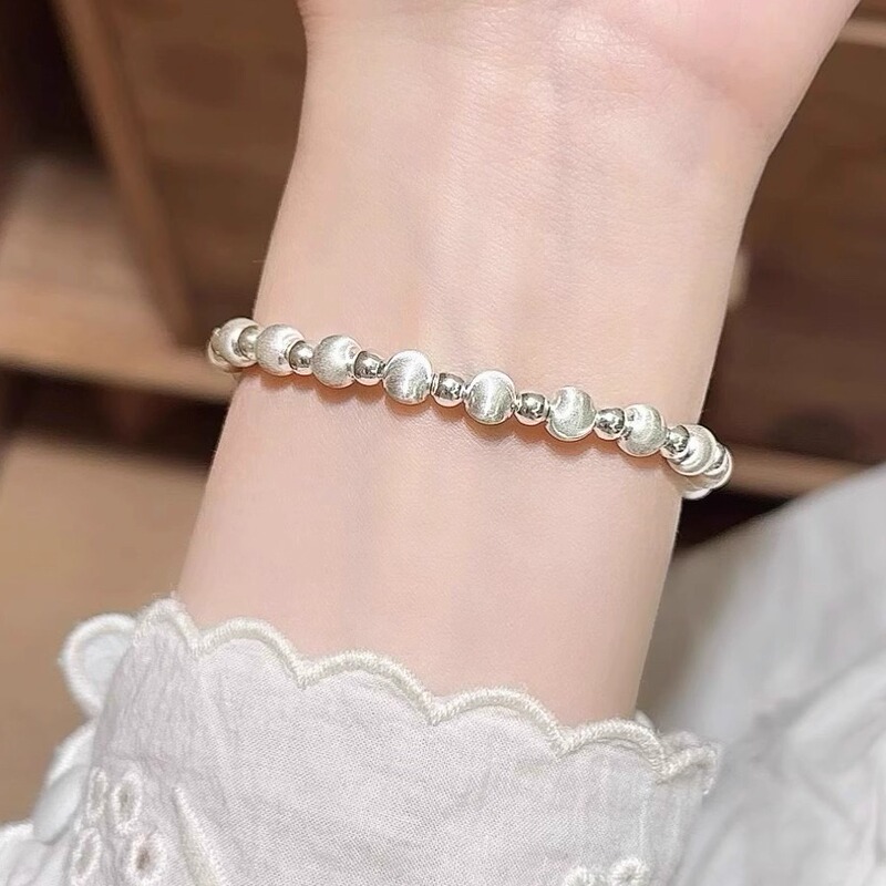 Pure Silver 999 Cat's Eye Bead Bracelet for Women, Fashionable and Versatile, Fortune Bead, Pure Silver Bracelet, Sparkling Bracelet, Birthday Gift