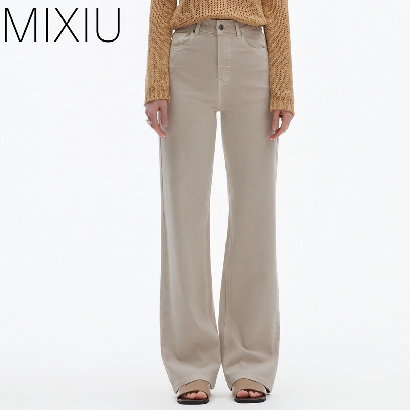 Mixiu 9376 Four-Way Stretch Free Pants High-Waisted Slim Straight-Leg Pants Elegant Simple Versatile Slimming Jeans
