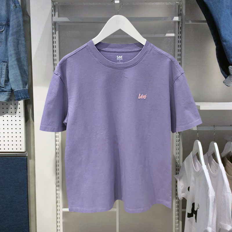 Lee Summer New Embroidered Small Logo Women's Short-Sleeved T-Shirt Purple/Green Lwt0002253Rx00F-A01702
