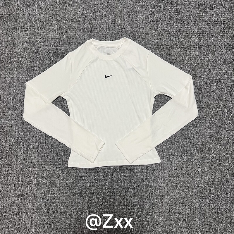 Nike Women's Small Logo Sports Casual Ribbed Knit Tight Waist Long Sleeve Base Shirt If0237