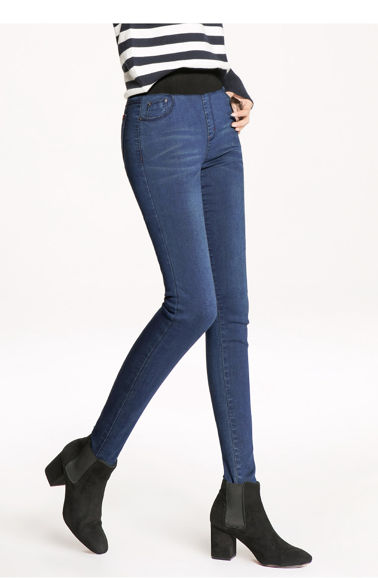 Quần yiyang nữ 2018 mới mùa đông co giãn denim quần rộng size là quần lửng ấm quần cotton 4772 thời trang công sở nữ cao cấp