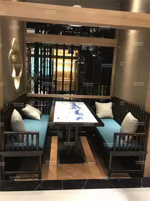 Hot-selling blue and white porcelain dining table Gui Manlong dining table and chair Four-person table Chinese antique Jiangnan style dining table and chair custom