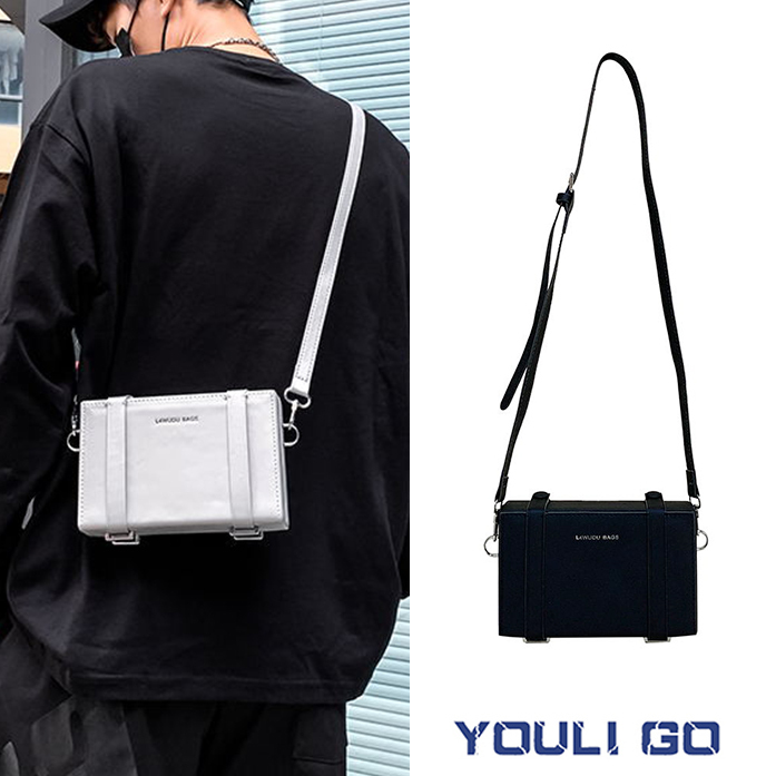 2025 New Model Crossbody Bag Hard Shell Small Square Bag Men's Trendy Brand Phone Case Bag Men's Bag Personalized Small Shoulder Bag