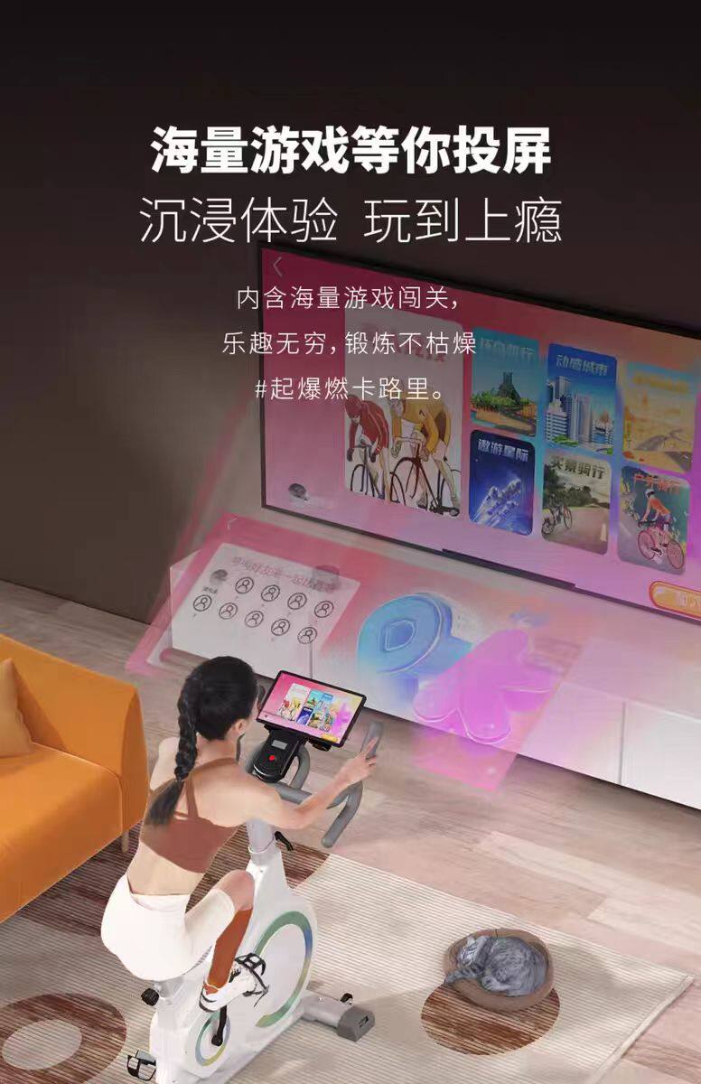 велотренажер 动感单车家用健身器材健身房专用室内运动减肥静音智能动力自行车 Walking the world
