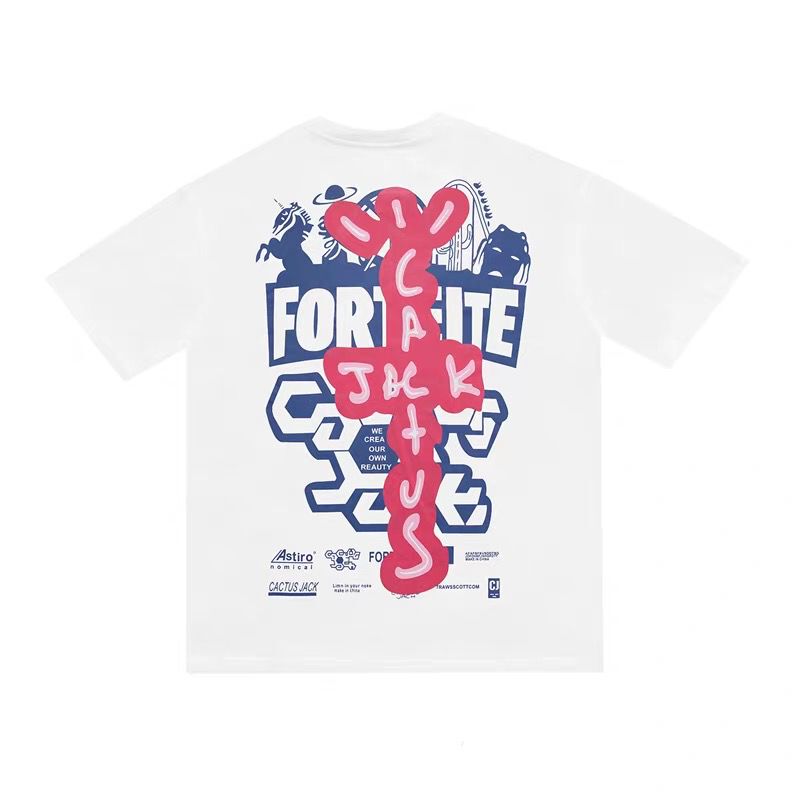 Travis Scott Album Collaboration Fortnite Printed Short-Sleeved Men's Ts Casual High Street Loose T-Shirt for Women Travis Scott Album Collaboration Fortnite Printed Short-Sleeved Men's Ts Casual High Street Loose T-Shirt for Women