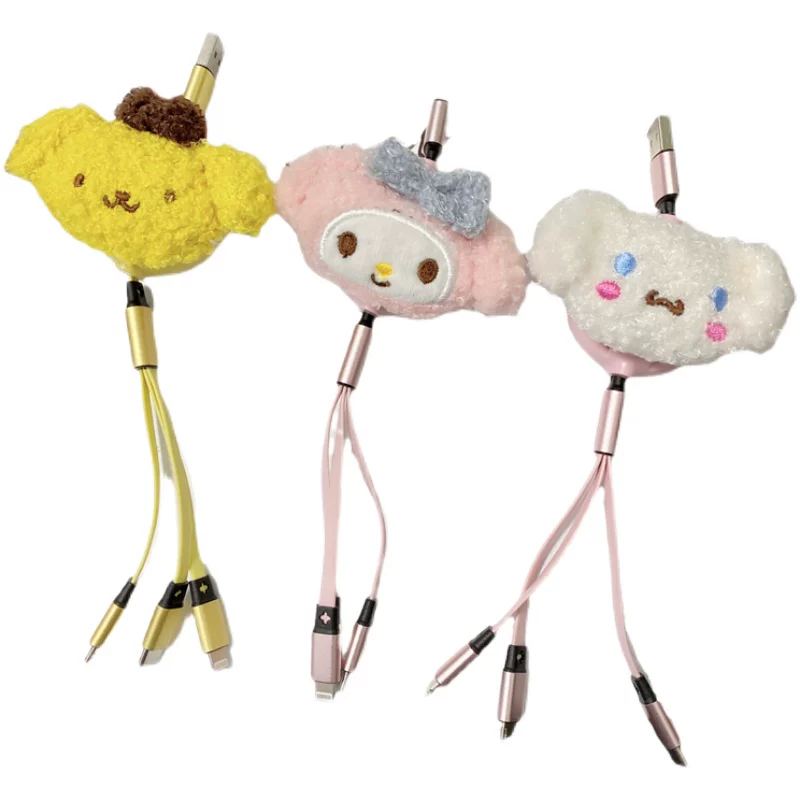 Huawei, apple, cartoon charging cable, three-in-one