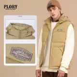 PLORY Демисезонный однотонный модный пуховик с капюшоном с молнией, жилет, куртка, свободный крой, простой и элегантный дизайн