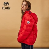 PLORY Зимний модный удерживающий тепло пуховик, с вышивкой