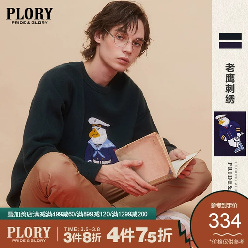 PLORY Демисезонный мультяшный свитер с круглым воротником, толстовка, свободный прямой крой
