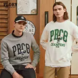 PLORY Осенняя повседневная бархатная толстовка с круглым воротником, оверсайз