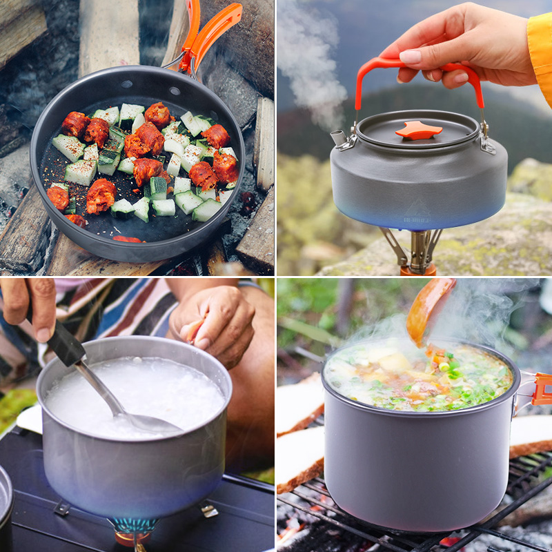 Outdoor pot Portable camping pot set Picnic cookware Outdoor stove Picnic tableware Camping equipment set pot