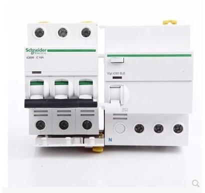 Schneider circuit breaker Schneider air switch IC65N 3P63A with leakage protector 3P10A~3P40A