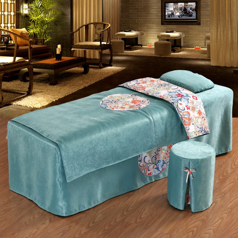 Châu Âu cuối vẻ đẹp bedspread denim bông đơn thẩm mỹ viện đơn giản điều trị massage giường bìa với lỗ - Trang bị tấm mua khăn trải giường spa