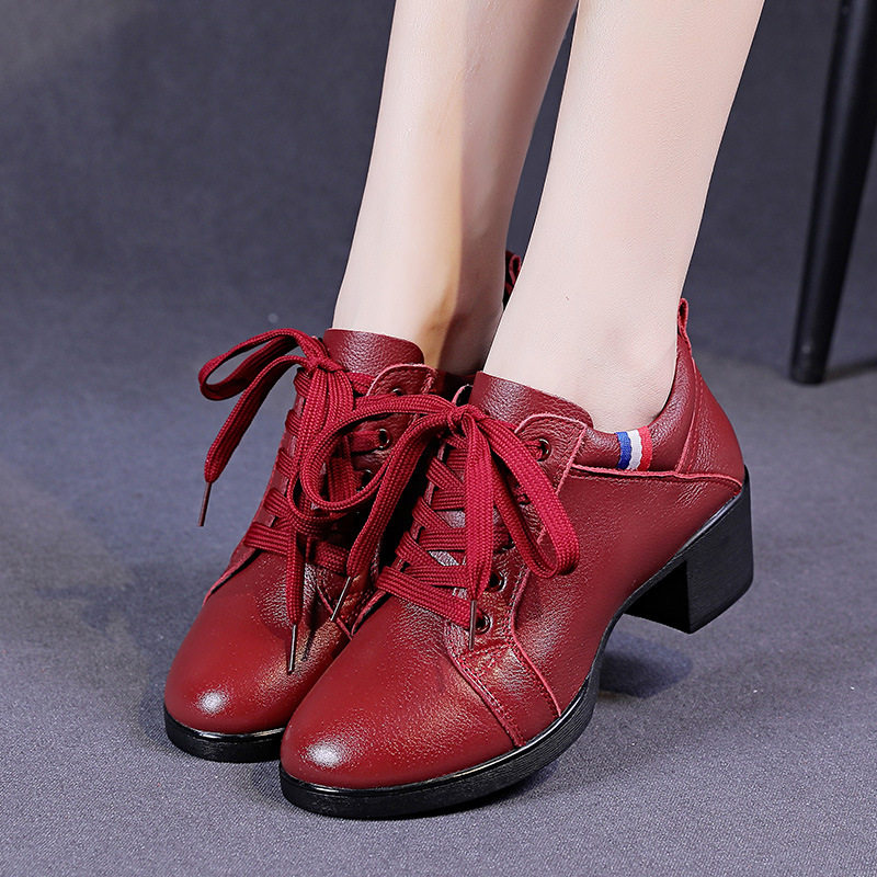 Autumn Winter New Dance Shoes Genuine Leather Head Layer Cow Leather Water Soldiers Modern Square Dance Shoes Dancing Shoes Soft Bottom Single Net Face