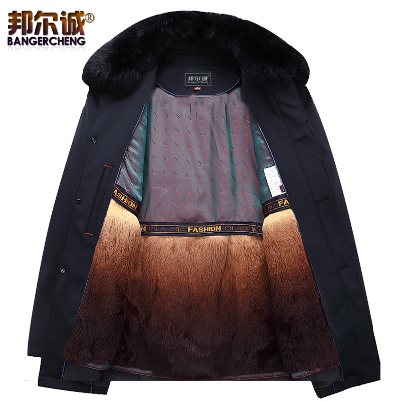 Dad's winter jacket men's fur middle-aged and elderly rex rabbit coat cotton-padded jacket grandpa cotton-padded down jacket