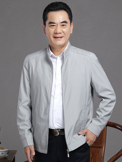 爸爸装薄款外套春夏季行政夹克男2025中老年人防晒衣服中年男秋装