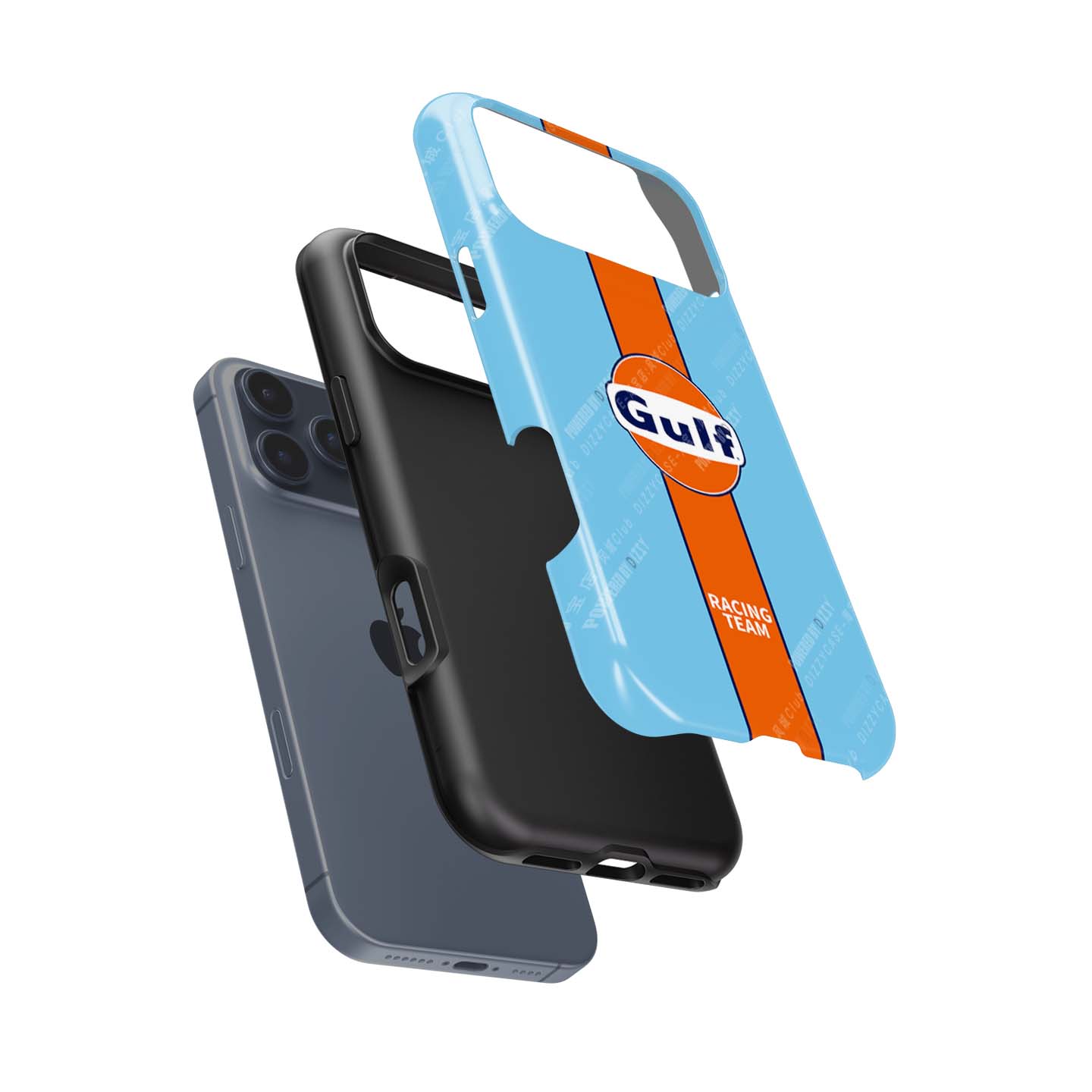 Iconic Gulf Racing Team Blue and Orange Stripe iPhone Case