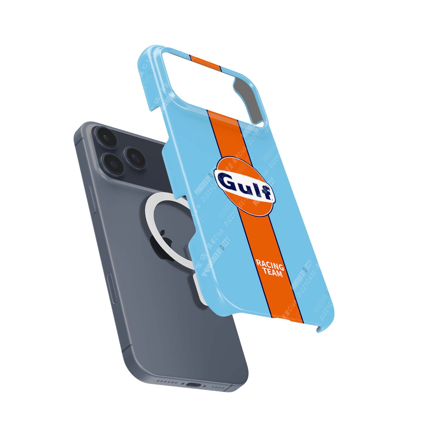 Iconic Gulf Racing Team Blue and Orange Stripe iPhone Case