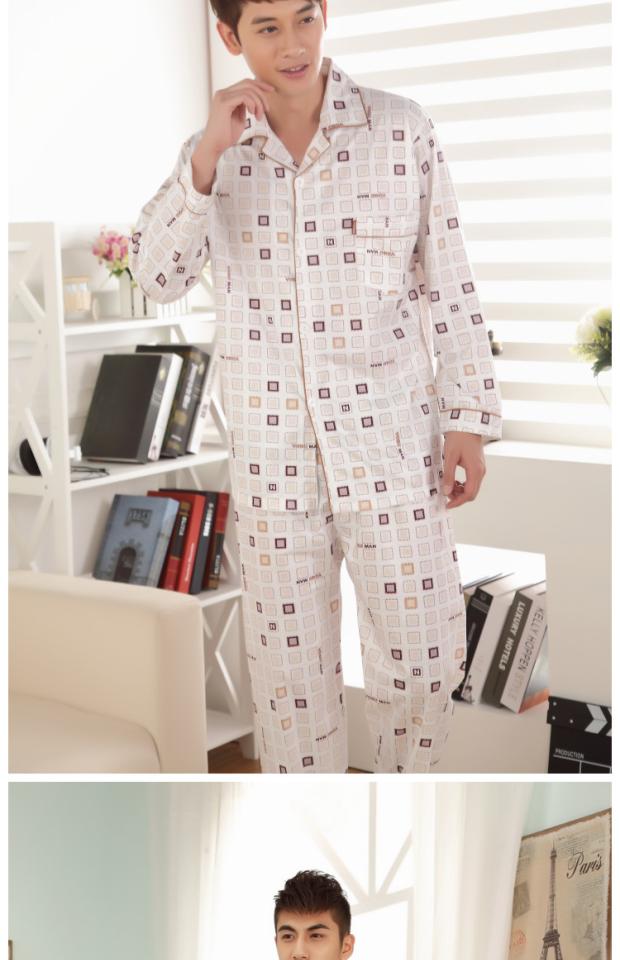 Đồ ngủ nam cho nam mùa xuân và mùa thu cotton dài tay cho nam mùa hè cotton trung niên mùa xuân trung niên phù hợp với dịch vụ gia đình đồ bộ thun cotton mặc nhà cao cấp