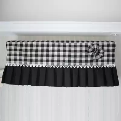 Midea Gree wall-mounted air conditioning cover is turned on without dust cover 1 5p black and white curry colored plaid gray bedroom custom-made