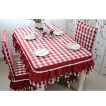 Red square plaid pastoral Korean coffee table tablecloth cabinet set tablecloth package tablecloth cover can be customized cotton and hemp shoe cabinet