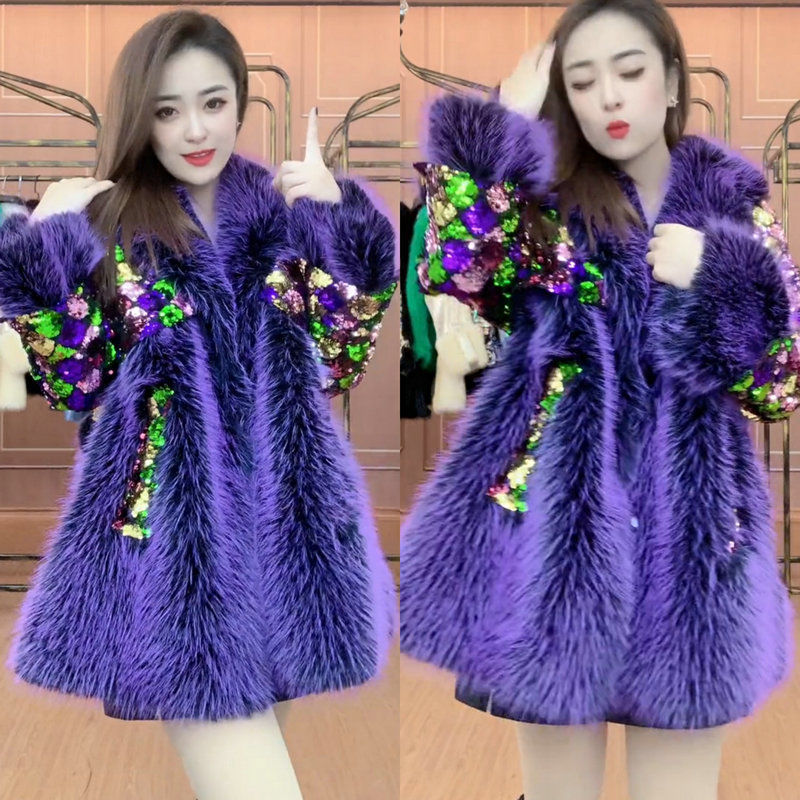 Trendy Winter Cotton Coat with Large Fur Collar, 2023 Internet Celebrity Style, Mink Fur Jacket, Eco-Friendly Faux Fur