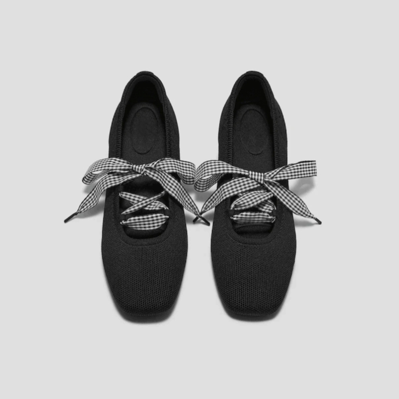 Jeny Same Style Lace-Up Ballet Flats Women's 2026 Spring and Autumn New Flat Soft-Soled Black Mary Jane Shoes