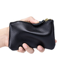 Leather Chase Chase Girl Mini Coal Short Double Zip Key Simple Little Wallet Coin Little Chain Pocket