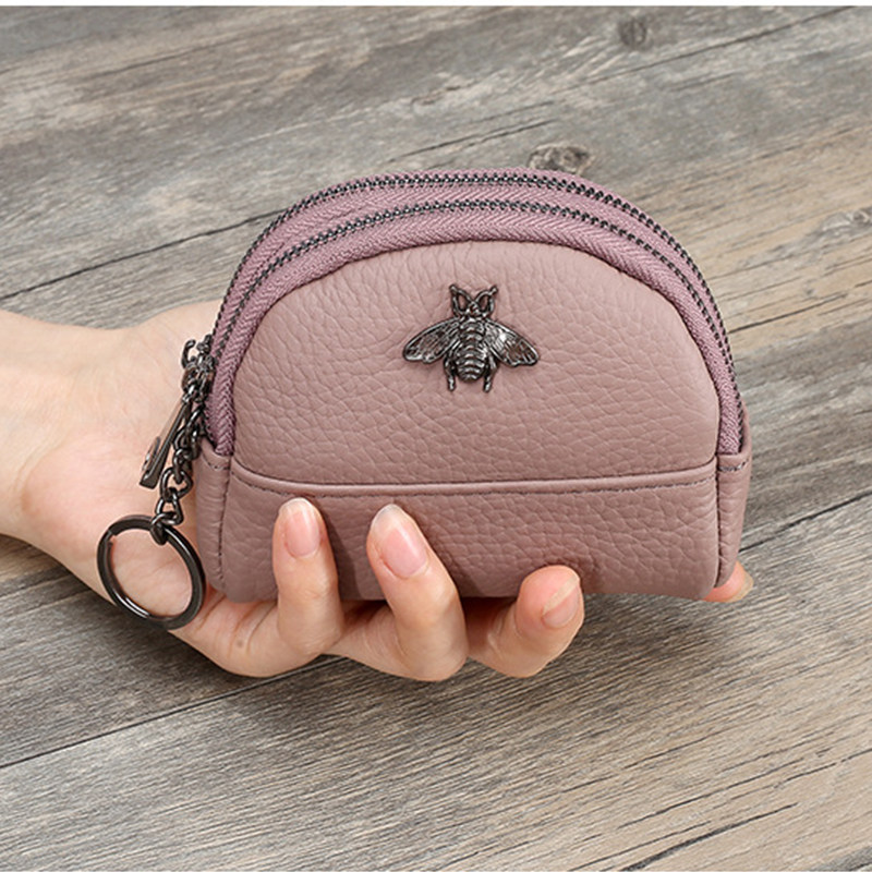 Headlayer Cow Leather Zero Wallet Multilayer Minimalist small coin bag genuine leather double Racelet seashells Daughter Small Card Bag New