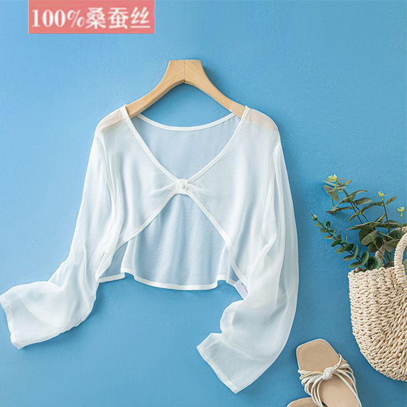 Silk Shawl for Summer, Worn with a Slip Dress, Sun Protection Clothing, Shawl, Cover-Up, Thin Mulberry Silk Outerwear, Cardigan, Small Jacket, Fairy-Like