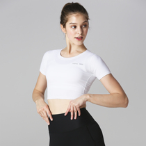 New high-end fitness yoga running half short sleeve Dew navel tights elastic quick-drying thin T-shirt summer