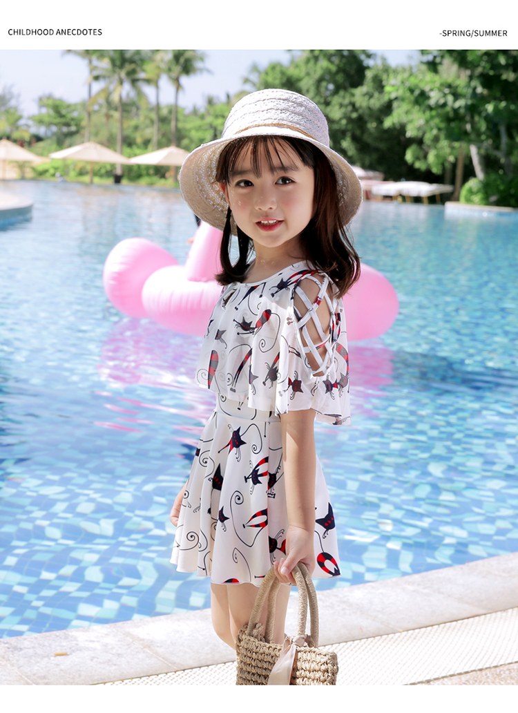 Đồ bơi cho trẻ em gái Đồ bơi bé gái dễ thương Xiêm - Bộ đồ bơi của Kid đồ bơi cho be gái