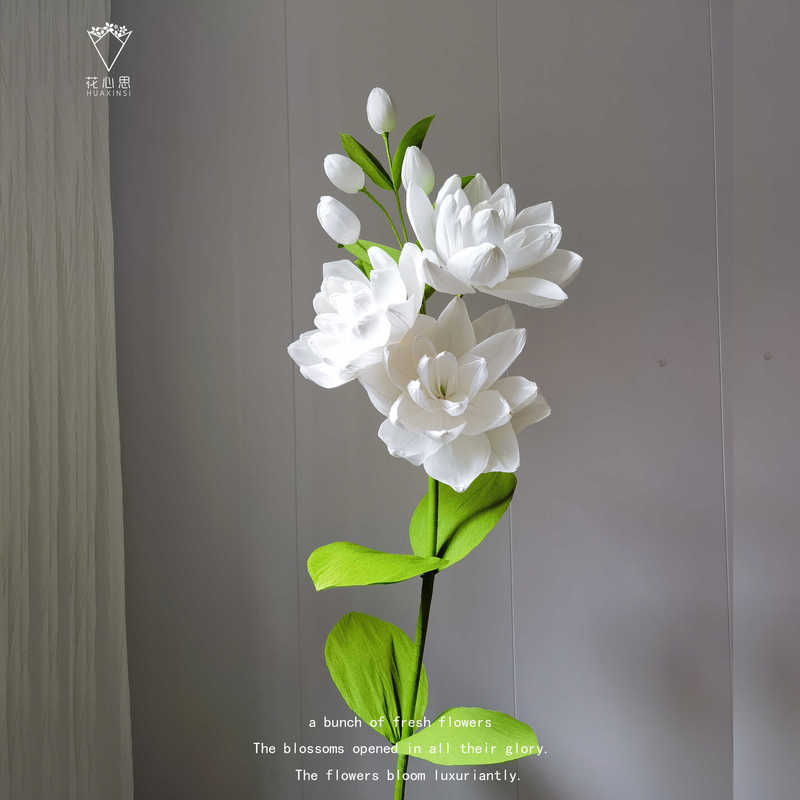 Jasmine Flower DIY Material Kit, Large Giant Crepe Paper Flowers for Shopping Mall Atrium Photo Props and Display Decoration
