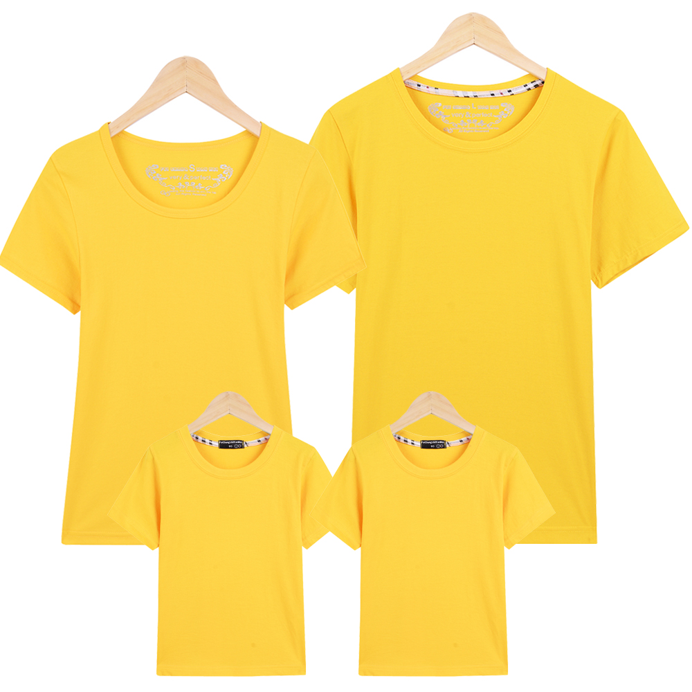 Cha mẹ và con mặc mùa hè biểu tượng tùy chỉnh màu rắn ngắn tay in ảnh T-Shirt một ba-đóng gói diy pattern class dịch vụ tùy chỉnh