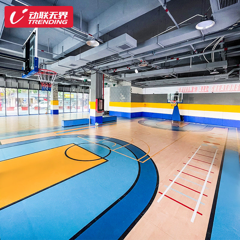 Basketball court floor mat professional indoor basketball hall wooden floor non-slip shock absorption custom pattern PVC sports floor