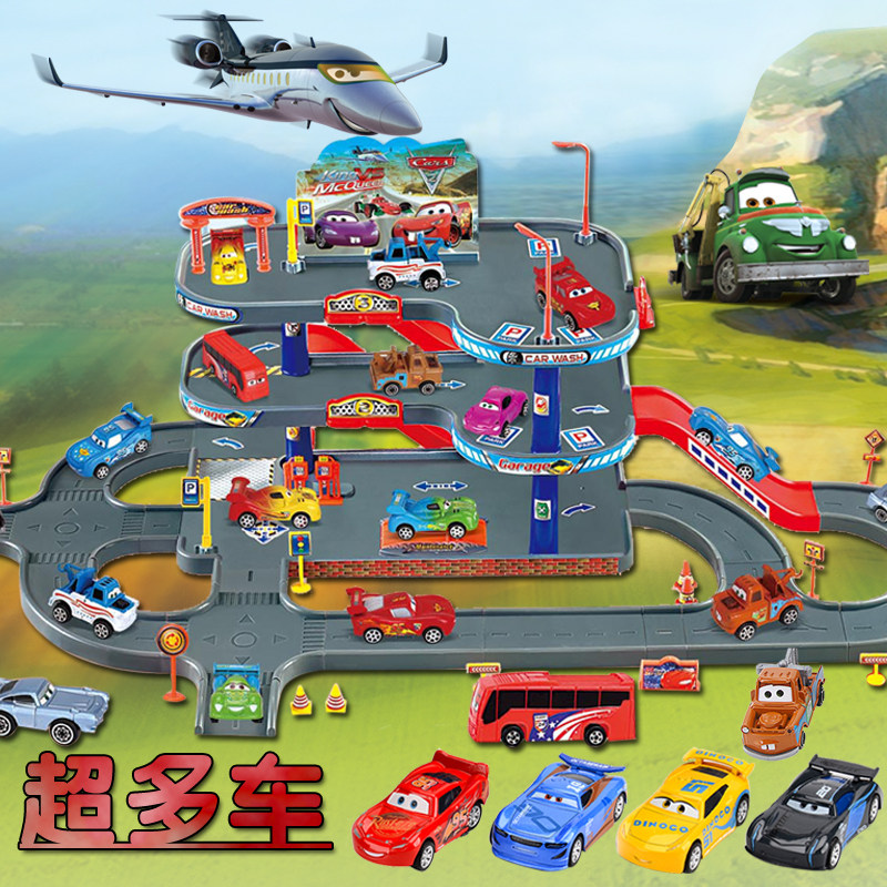 Car Total Mobilier Racing 3 Lightning Mckun Plate Dental Car Park Railcar Toy Sets Boy Birthday Presents