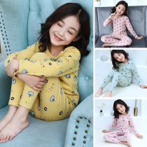 Childrens underwear set 2020 autumn and winter new mens and womens pure cotton autumn clothes autumn pants warm pajamas two-piece thickening