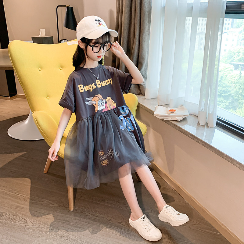 Girls dress summer dress 2022 new Korean version children's middle and big children's summer gauze skirt thin section Western style cotton skirt