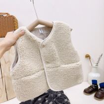 Girls lambswool waistcoat Western style 2020 autumn and winter new childrens Korean version of the waistcoat girls fur one-piece vest