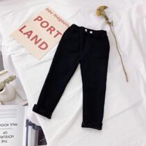 Girls  pants plus velvet thick leggings outer wear autumn and winter trousers Childrens baby autumn Western style small feet casual pants