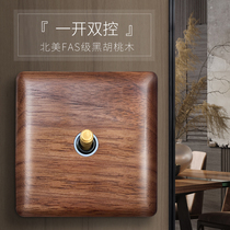 American black walnut one open double control single open double home retro light luxury light switch panel switch wabi-sabi style