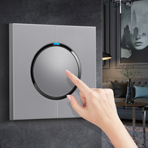 International electrician 86 type Nordic light luxury gray round intelligent reset led point touch household switch socket panel