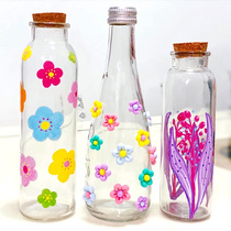 Childrens handmade DIY hand-painted glass bottles art area environmentally creative materials painted graffiti creative painting vases bottles