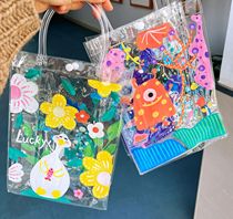 Kindergarten class classroom art area environmentally innovative material transparent plastic tote bag PVC painting layout decoration