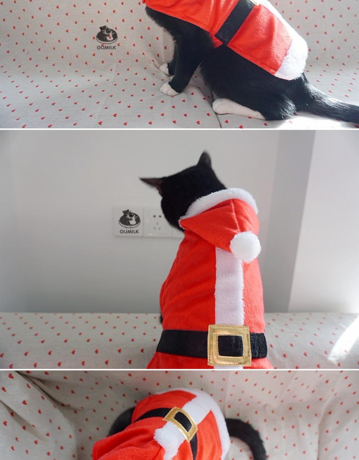 [Olimilk] Pet Christmas Series Trang phục Biến đổi Giáng sinh dễ thương Mèo Kitty Quần áo mùa đông - Quần áo & phụ kiện thú cưng phu kien cho meo