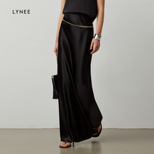 LYNEE Acetic Acid Satin Fish Tail Skirt Women's Slim Fit Fashionable Style Wrapped Hip Skirt Spring/Summer Elegant Long Half Skirt